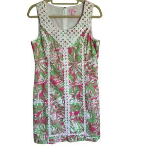 Lilly Pulitzer Dress Macfarlane Shift Green Pink Forgot My Trunks Size 12
